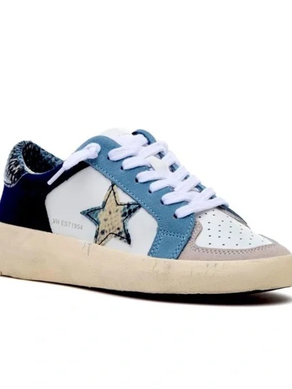 Vintage Havana Women’s  Helen Low-Top Sneakers in Light Blue and Cream